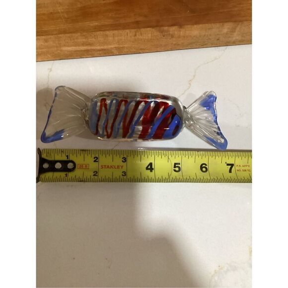 Italian Hand Blown Murano Candy Wrapper Paperweight 1970s Art Glass - Picture 5 of 7